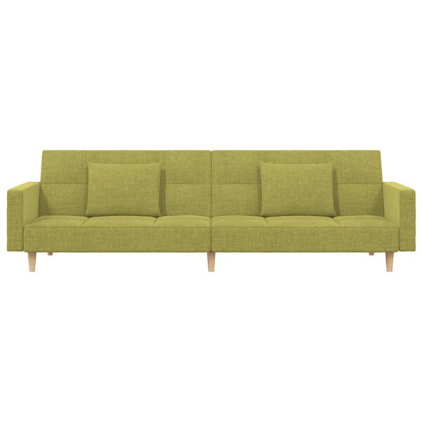 vidaXL 2-miestna rozkladacia pohovka s 2 vank&uacute;&scaron;mi zelen&aacute; l&aacute;tkov&aacute;