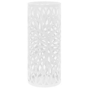 vidaXL Stojan na dáždniky, motív listov, oceľový, biely