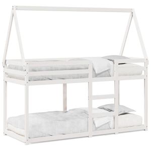vidaXL Poschodov&aacute; posteľ so strechou biela 90x190 cm borovicov&yacute; mas&iacute;v