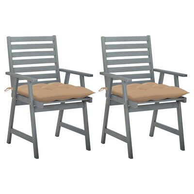 vidaXL Záhradné jedálenské stoličky s vankúšmi 2 ks akáciový masív