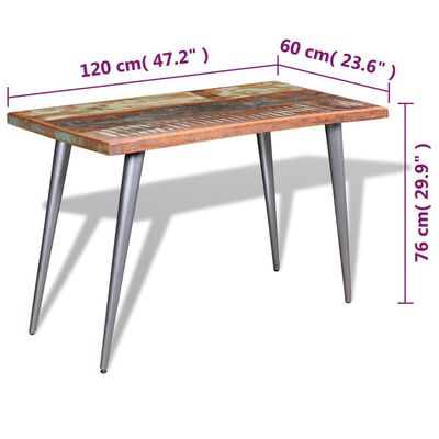 vidaXL Jedálenský stôl, recyklovaný masív 120x60x76 cm