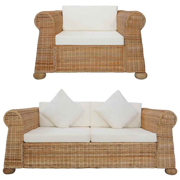 vidaXL 2-dielna sedacia s&uacute;prava s vank&uacute;&scaron;mi pr&iacute;rodn&yacute; ratan