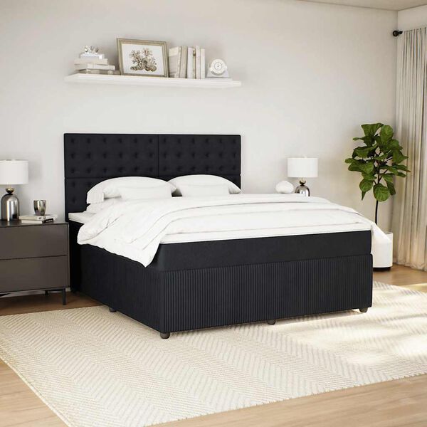 vidaXL Posteľný rám boxspring s matracom čierny 180x200 cm zamat