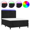 vidaXL Posteľ boxsping s matracom a LED čierna 140x190 cm zamat