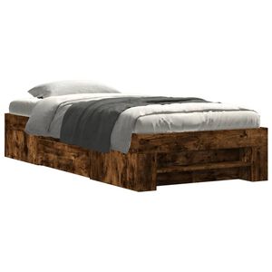 vidaXL Posteľn&yacute; r&aacute;m bez matraca dymov&yacute; dub 75x190 cm kompozitn&eacute; drevo