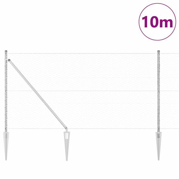 vidaXL Stĺp na plot. Strieborn&aacute; 10 x 1,4 m (36 mm pletivo) Oceľ