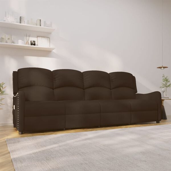 vidaXL 4-miestne sklápacie masážne kreslo, hnedé, lesklá umelá koža