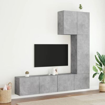 vidaXL 5-dielne TV nástenné skrinky betónovo sivé kompozitné drevo