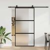 vidaXL Posuvn&eacute; dvere s kovan&iacute;m čierne 102,5x205 cm tvrden&eacute; sklo