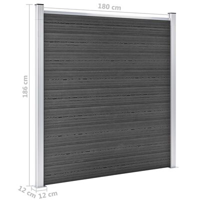 vidaXL Sada plotových panelov WPC 699x186 cm čierna