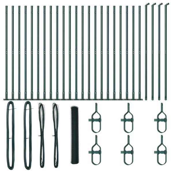 vidaXL Stĺp na plot. Zelená 50 x 1,2 m (25 mm sieť) Ocel a PVC