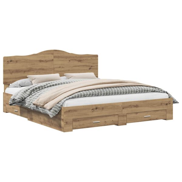 vidaXL R&aacute;m postele Remeseln&yacute; dub 180 x 200 cm Kompozitn&eacute; drevo