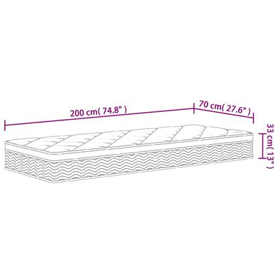 vidaXL Taštičkový pružinový matrac stredne tvrdý plus 70x200 cm