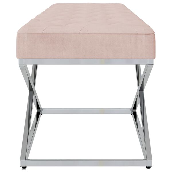 vidaXL Lavička ružov&aacute; zamat a nehrdzavej&uacute;ca oceľ