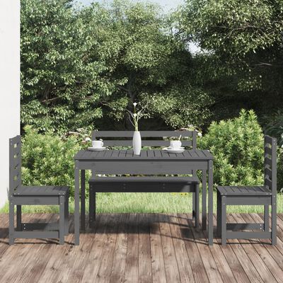 vidaXL 4-dielna záhradná jedálenská súprava sivá borovicový masív