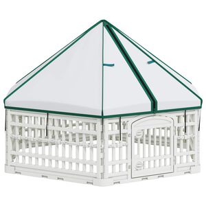 vidaXL 6 panelov&yacute; ps&iacute; v&yacute;beh 122 x 106,5 x 82 cm Plast Biela Skladac&iacute;