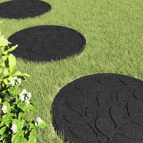 vidaXL Kameň na schod&iacute;ky 6 pcs Čierny &Oslash; 44 x 2 cm Guma