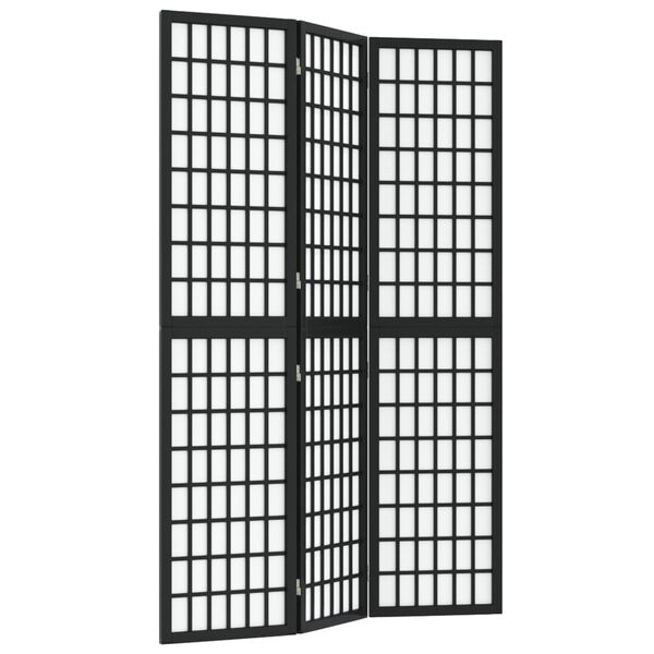 vidaXL Skladací paraván s 3 panelmi japonský štýl 120x170 cm čierny
