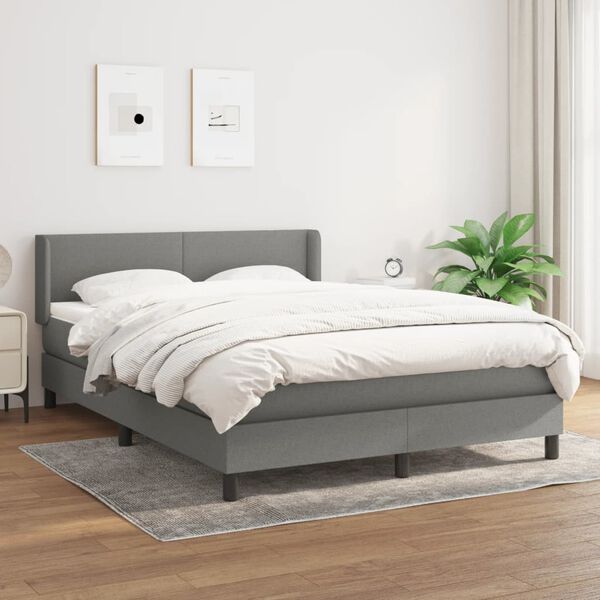 vidaXL Boxspring posteľ s matracom tmavosiv&aacute; 140x190 cm l&aacute;tka