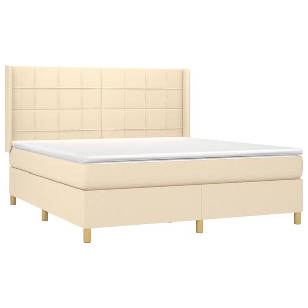 vidaXL Posteľn&yacute; r&aacute;m boxspring s matracom kr&eacute;mov&yacute; 160x200 cm l&aacute;tka