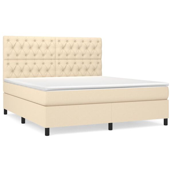vidaXL Posteľn&yacute; r&aacute;m boxspring s matracom kr&eacute;mov&yacute; 160x200 cm l&aacute;tka