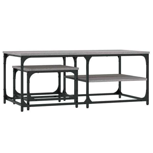 vidaXL Zasúvacie konferenčné stolíky 2 ks sivé sonoma kompozitné drevo