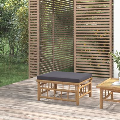 vidaXL Záhradná podnožka s tmavosivými podložkami bambus
