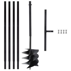 vidaXL Vrt&aacute;k do zeme s rukov&auml;ťou 250 mm s predlžovacou trubkou 4 m oceľ