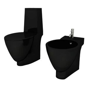 Čierna keramick&aacute; toaleta a bidet