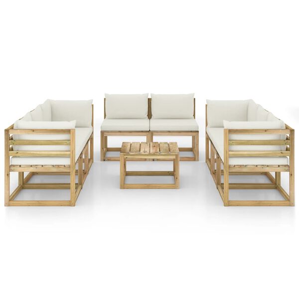 vidaXL 9-dielna sedacia s&uacute;prava s podložkami, impregnovan&aacute; borovica