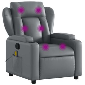 vidaXL Mas&aacute;žne kreslo s polohovac&iacute;m mechanizmom, siv&eacute;, umel&aacute; koža