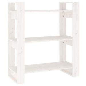 vidaXL Knižnica/deliaca stena biela 80x35x91 cm mas&iacute;vna borovica