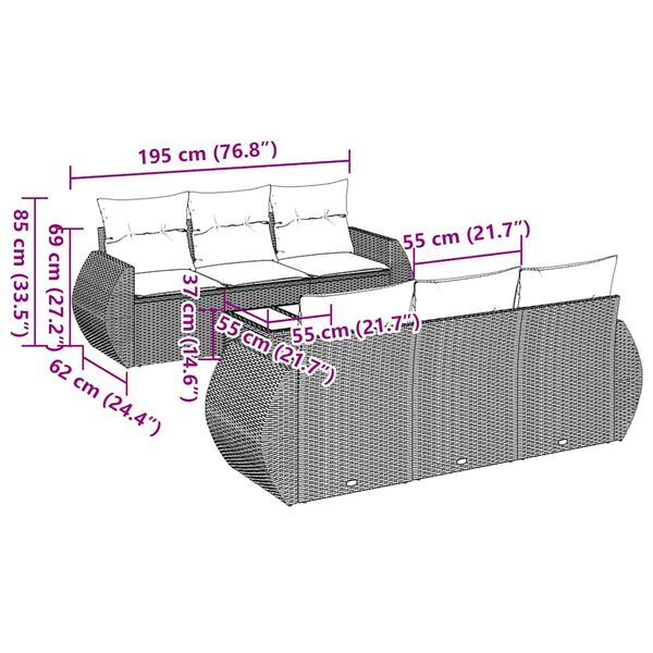 vidaXL 7-dielna záhradná súprava pohoviek s vankúšmi čierna polyratan