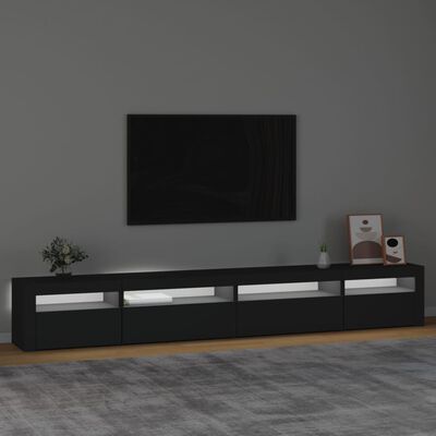 vidaXL TV skrinka s LED svetlami čierna 270x35x40 cm