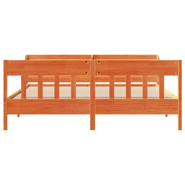 vidaXL Posteľ bez matraca voskovo hned&aacute; 200x200 cm mas&iacute;vna borovica