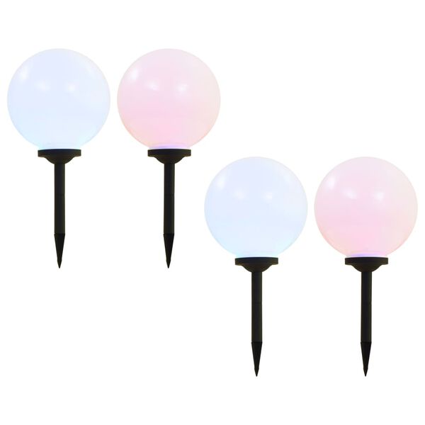 vidaXL Vonkaj&scaron;ie sol&aacute;rne lampy 4 ks 30 cm LED guľov&eacute; RGB