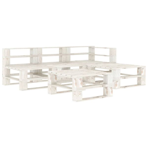 vidaXL 5-dielna z&aacute;hradn&aacute; s&uacute;prava paletov&eacute; drevo biela