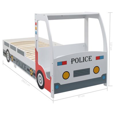 vidaXL Detská posteľ v tvare policajného auta penový matrac 90x200 cm