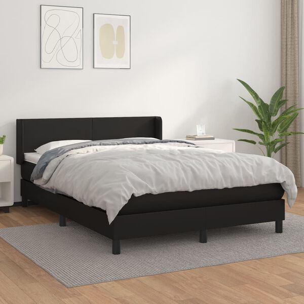 vidaXL Boxspring posteľ s matracom čierny 140x190 cm umel&aacute; koža