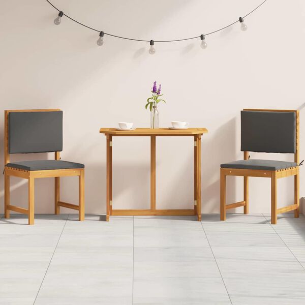 vidaXL Záhradný bistro set 3 pcs Hnedá akáciový masív
