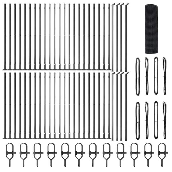vidaXL Stĺp na plot. Sivá 100 x 0,5 m (16 x 16 mm sieť) Ocel a PVC