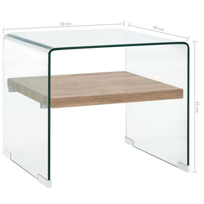 vidaXL Konferenčný stolík priehľadný 50x50x45 cm tvrdené sklo