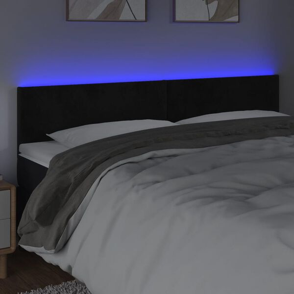 vidaXL Čelo postele s LED čierne 160x5x78/88 cm zamat