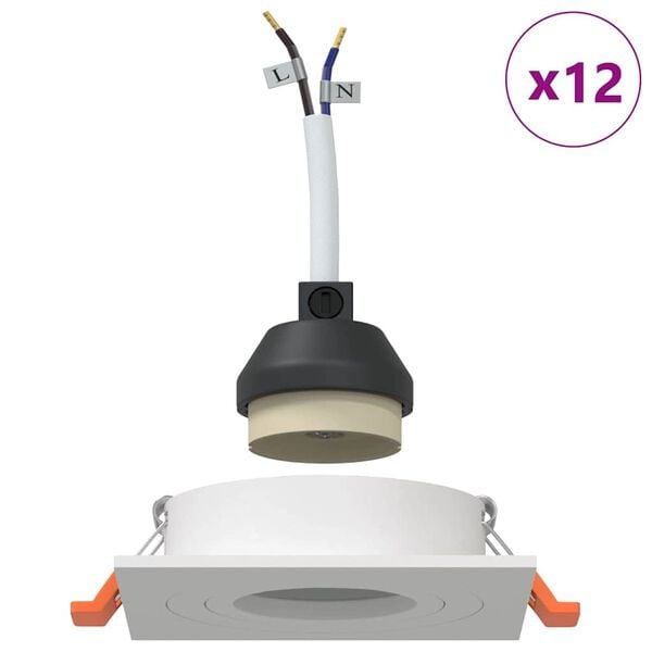 vidaXL Bodov&eacute; svetlo 12 pcs Biela 9 x 9 x 2 cm Hlin&iacute;k