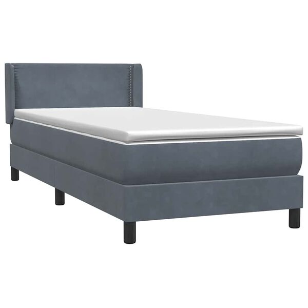vidaXL Posteľn&yacute; r&aacute;m boxspring s matracom tmavosiv&yacute; 100x210 cm zamat
