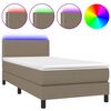 vidaXL Posteľ boxsping s matracom a LED sivohned&aacute; 90x190 cm l&aacute;tka