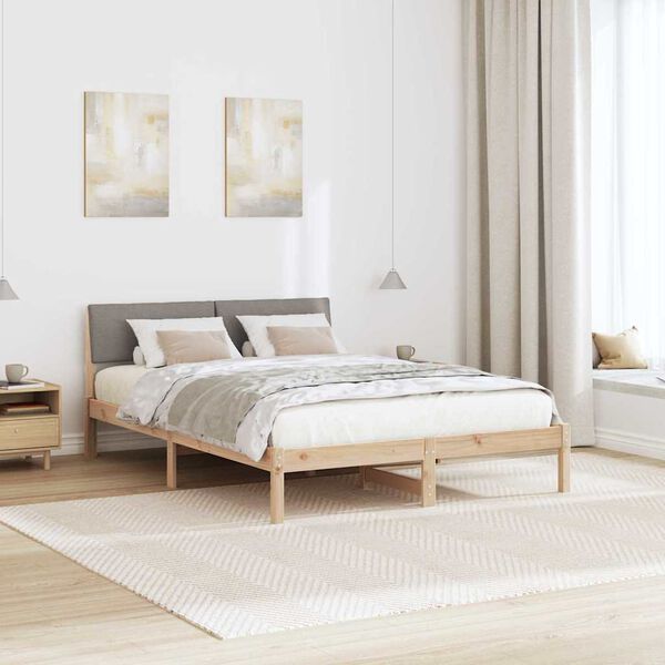 vidaXL R&aacute;m postele Hned&aacute; a taupe 135 x 190 cm Borovicov&yacute; mas&iacute;v
