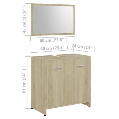 vidaXL 4-dielna súprava kúpeľňového nábytku, dub sonoma, drevotrieska