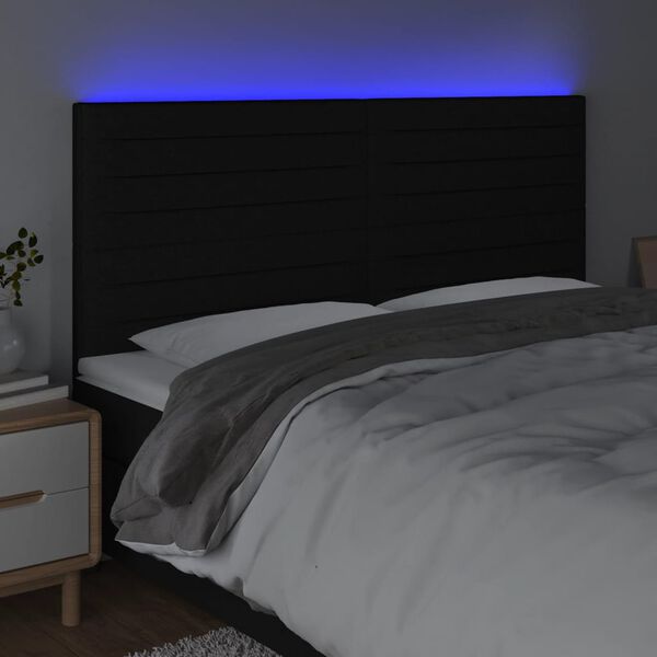 vidaXL Čelo postele s LED čierne 200x5x118/128 cm l&aacute;tka