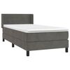 vidaXL Posteľn&yacute; r&aacute;m boxspring s matracom tmavosiv&yacute; 90x190 cm zamat